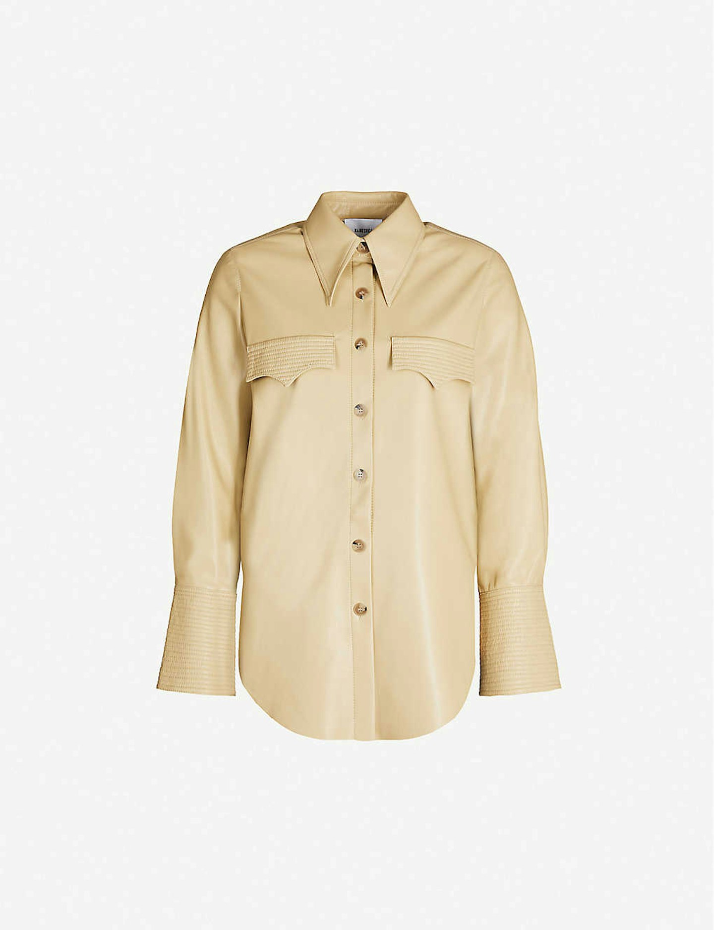 Nanushka, Faux Leather Yellow Shirt, £350
