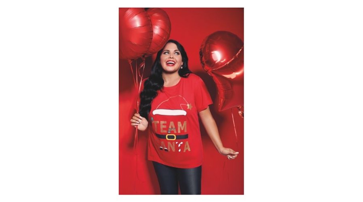 Womens Make-A-Wish Red Team Santa T-Shirt