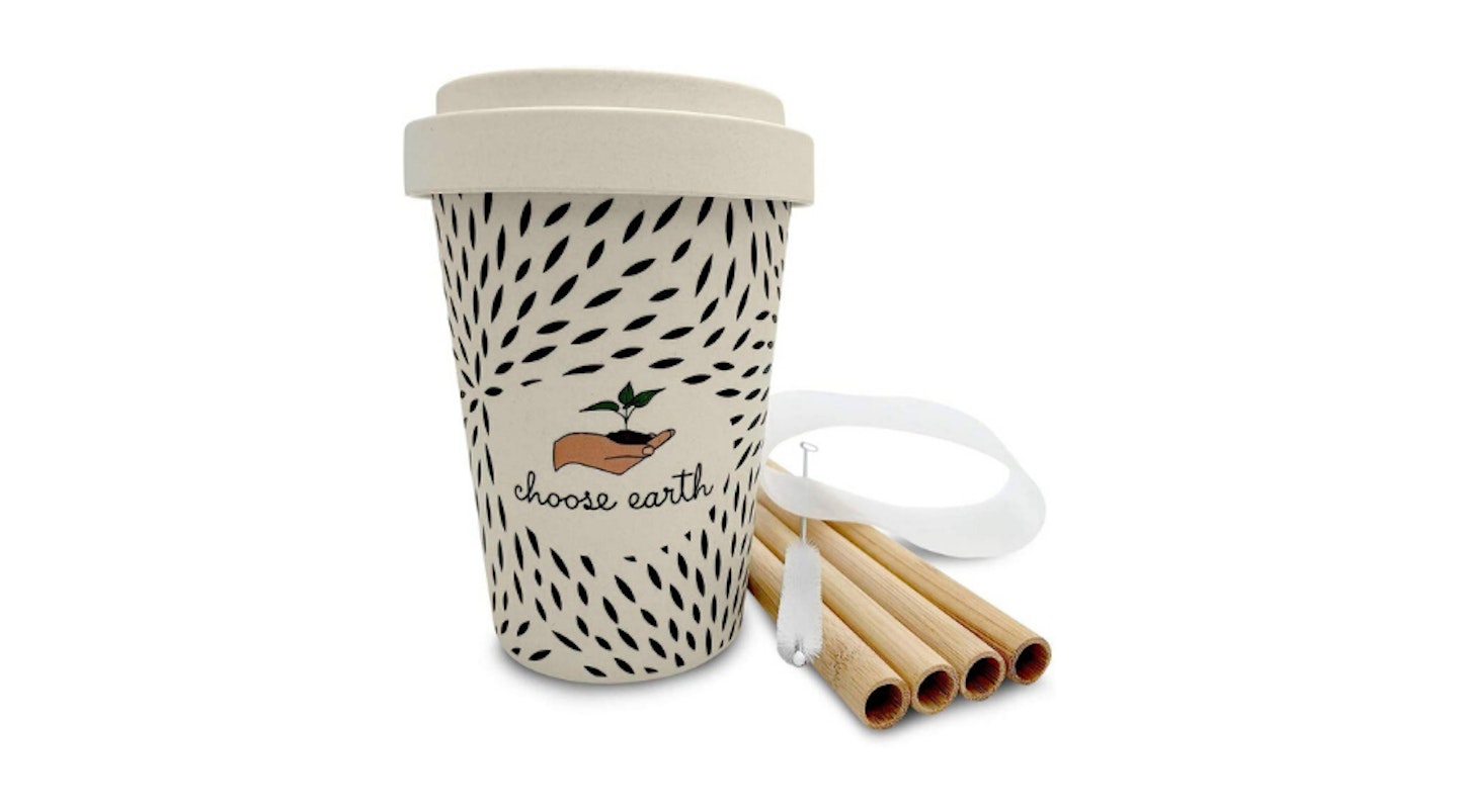 Reusable Bamboo Coffee Cup and Straws Set