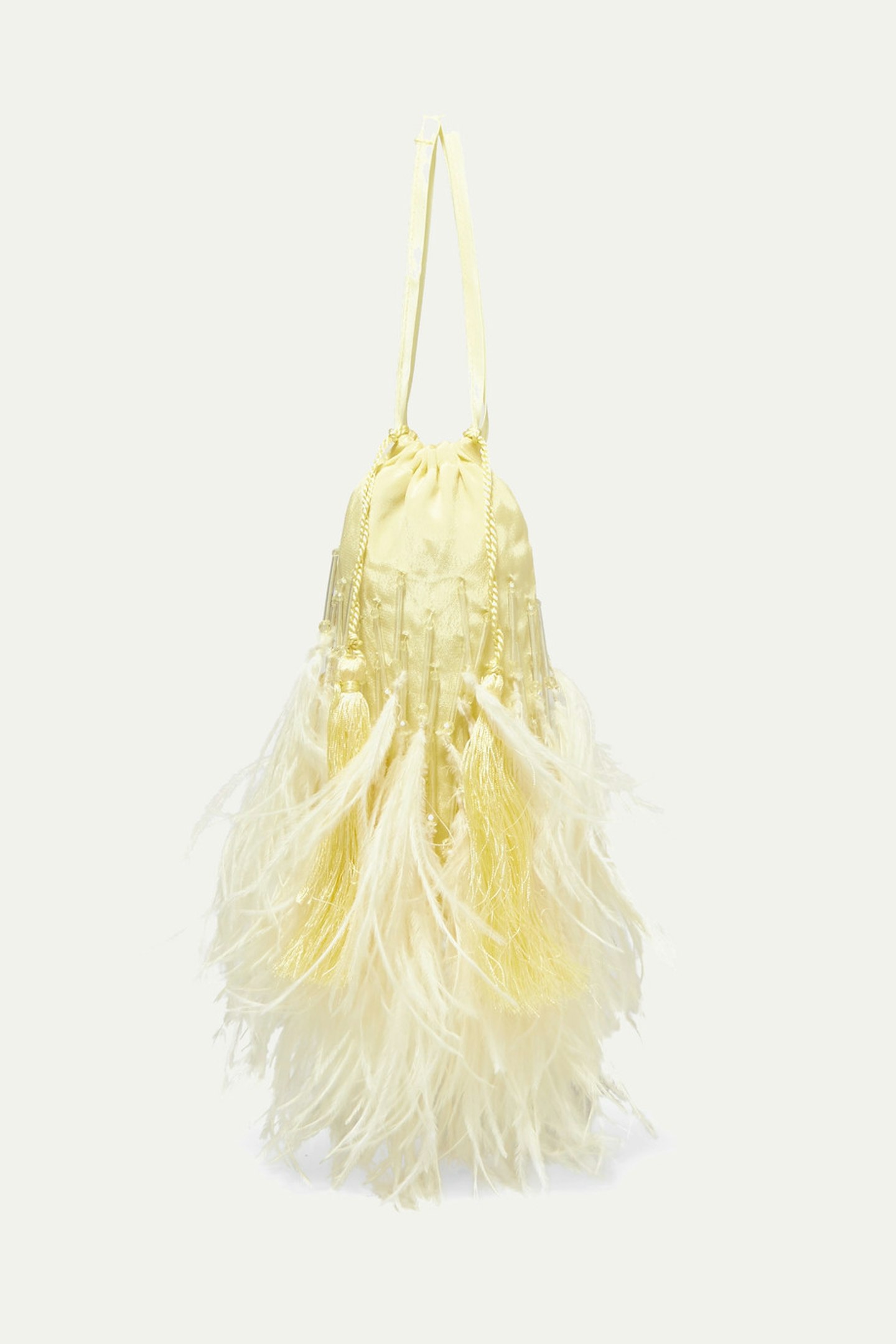 Attico, Feather-trimmed Beaded Satin Pouch, £430
