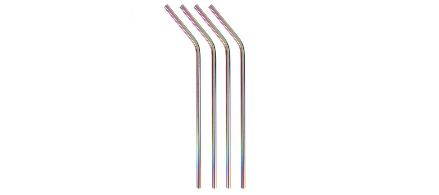 Rainbow metal straws - pack of 4