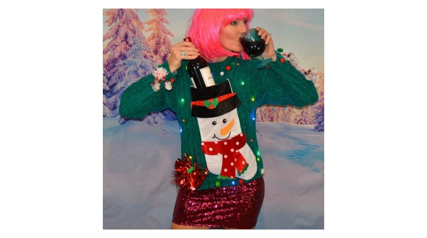 Ugly Wine Holder Stocking Christmas Sweater – snowman, £52.02