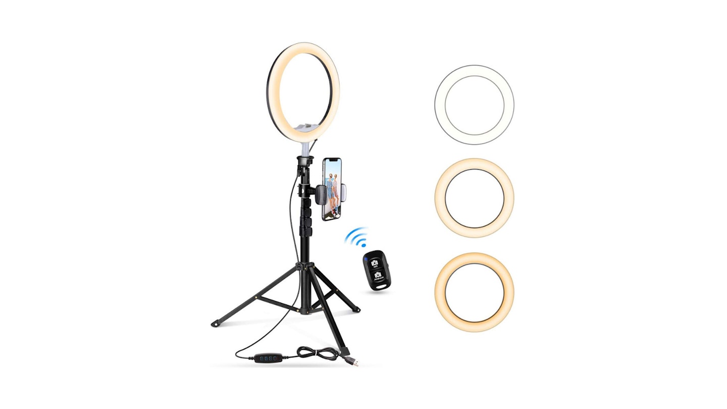 UBeesize 10.2" Selfie Ring Light with Tripod Stand & Cell Phone Holder, £38.79