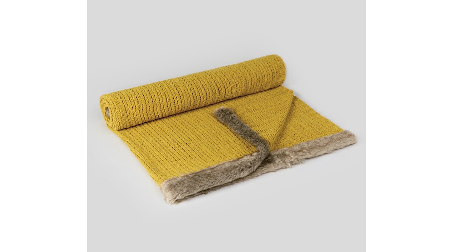 Faux Fur Chenille Knit Throw Blanket, 25
