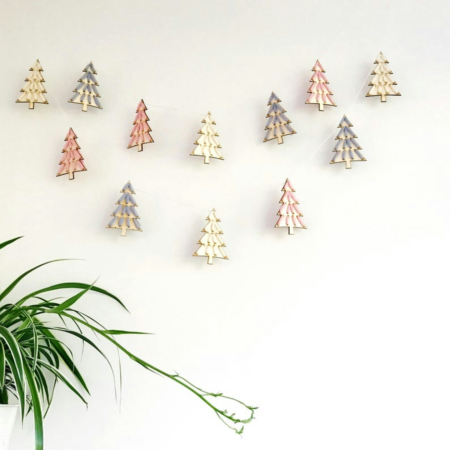 wooden christmas tree bunting
