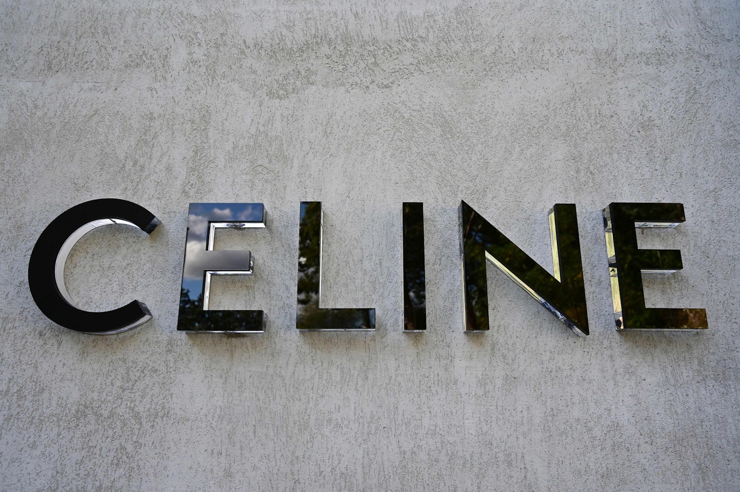 The logo of luxury leather goods manufacturer Celine is pictured at "La Manufacture", its new factory in Radda in Chianti, south of Florence, Tuscany, on October 17, 2019.