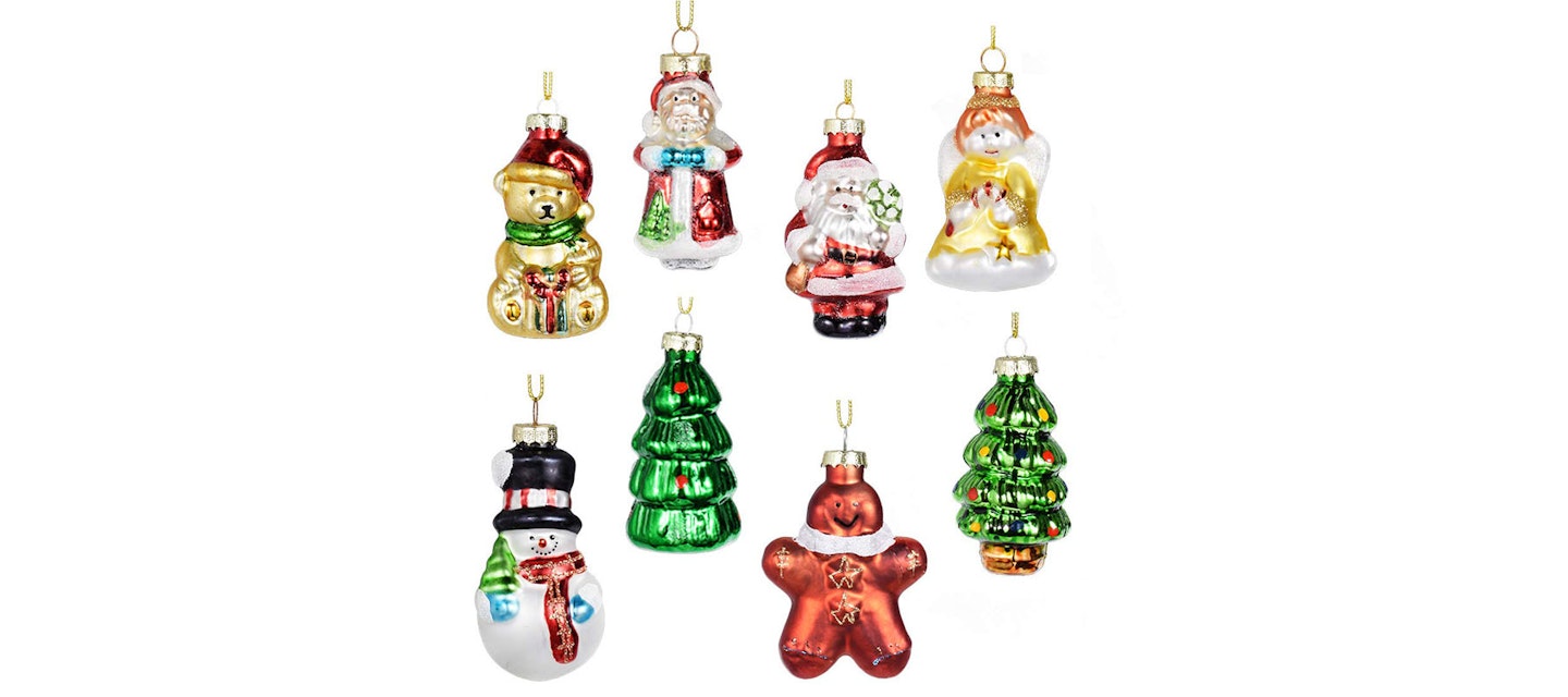 Painted Glass Christmas Ornament Set of 8, 12.68