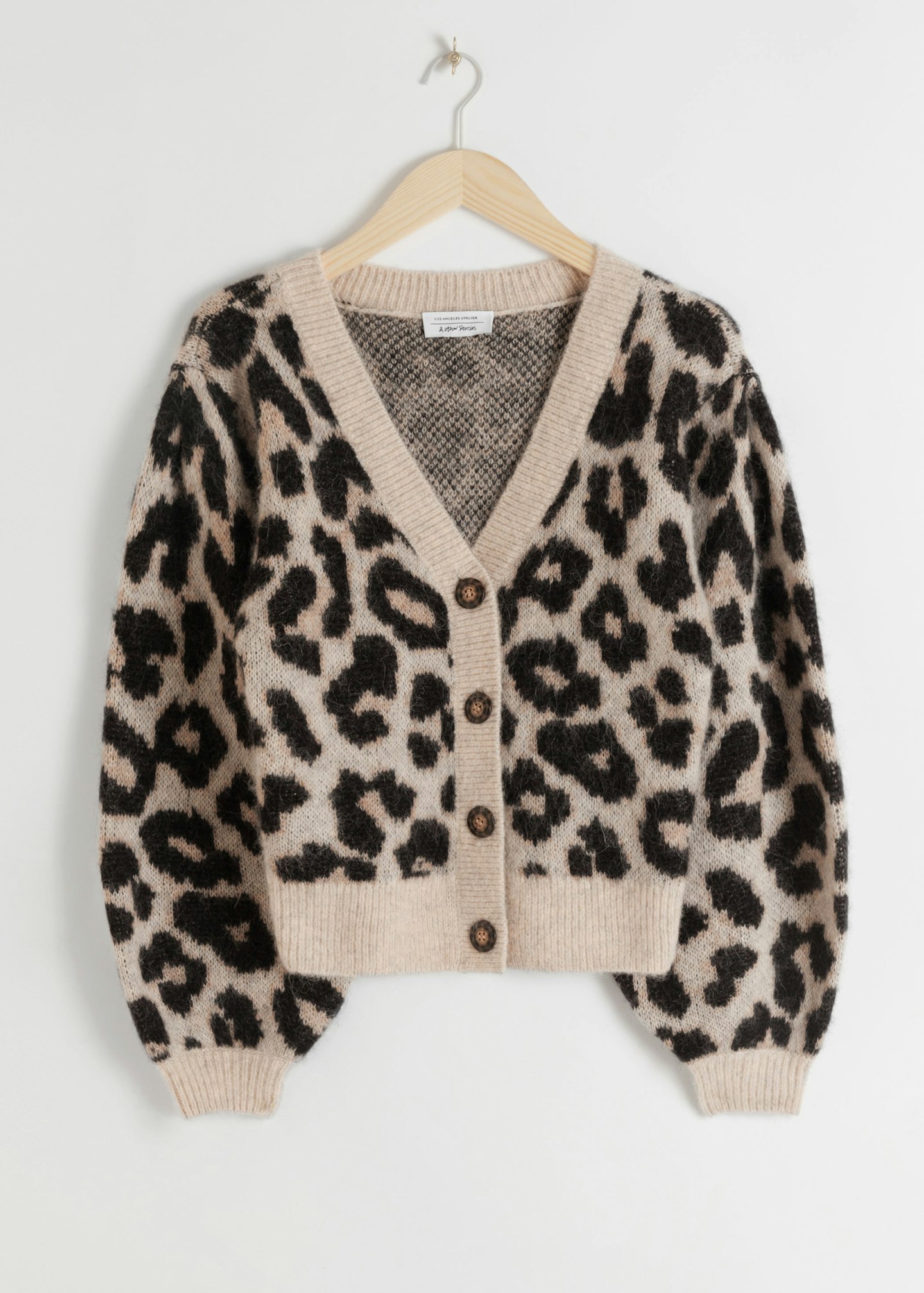 & Other Stories, Leopard Puff Sleeve Wool Blend Cardigan, £85