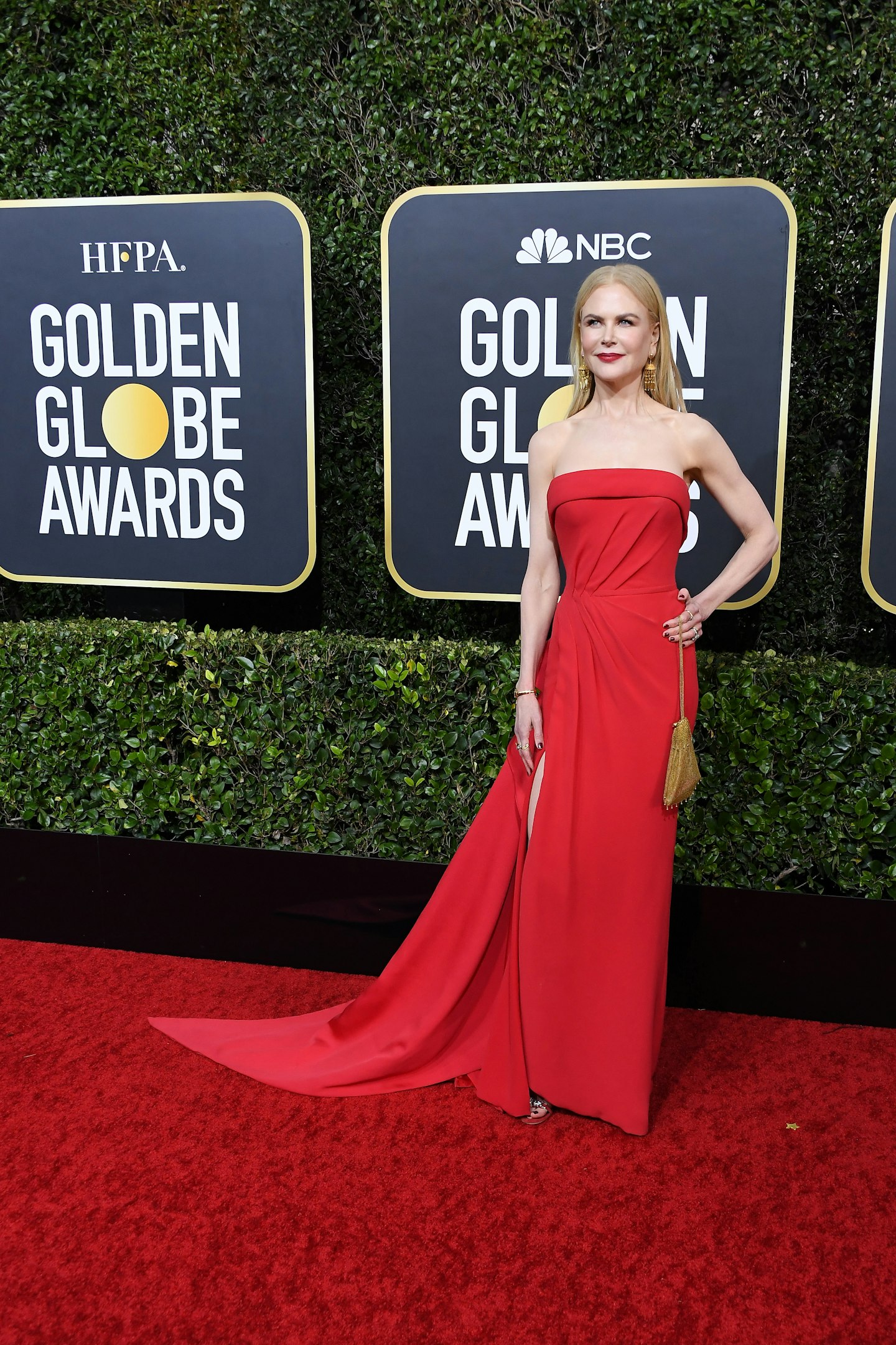 Nicole Kidman in a red Versace gown