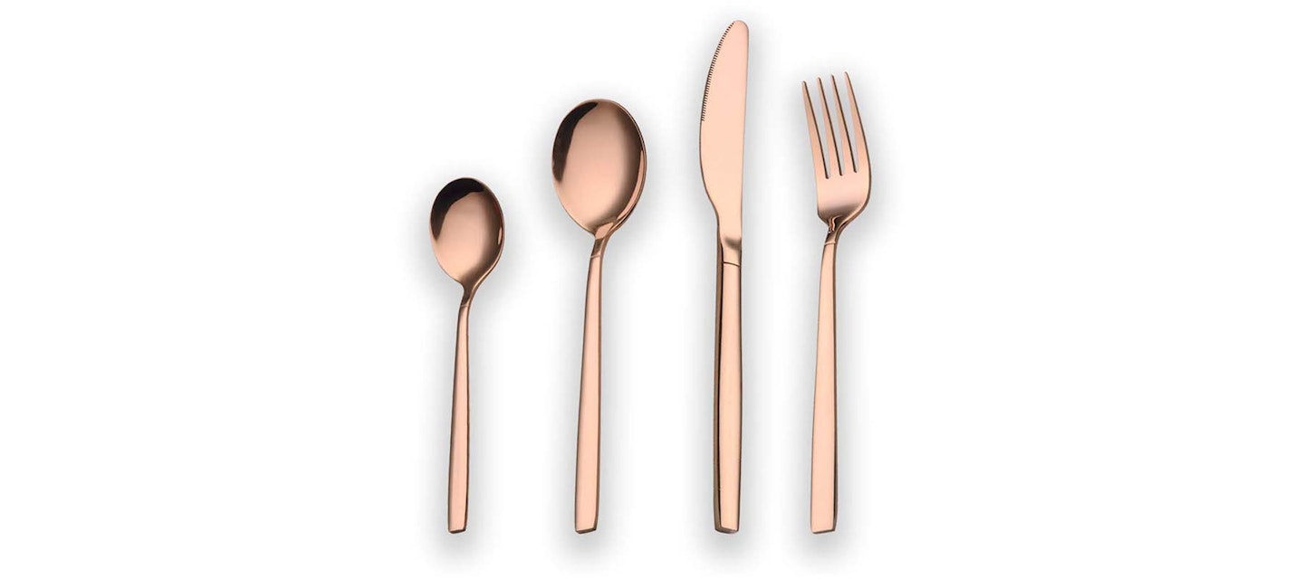 Berglander 24 Piece Titanium Rose Gold Plated Stainless Steel Cutlery Set