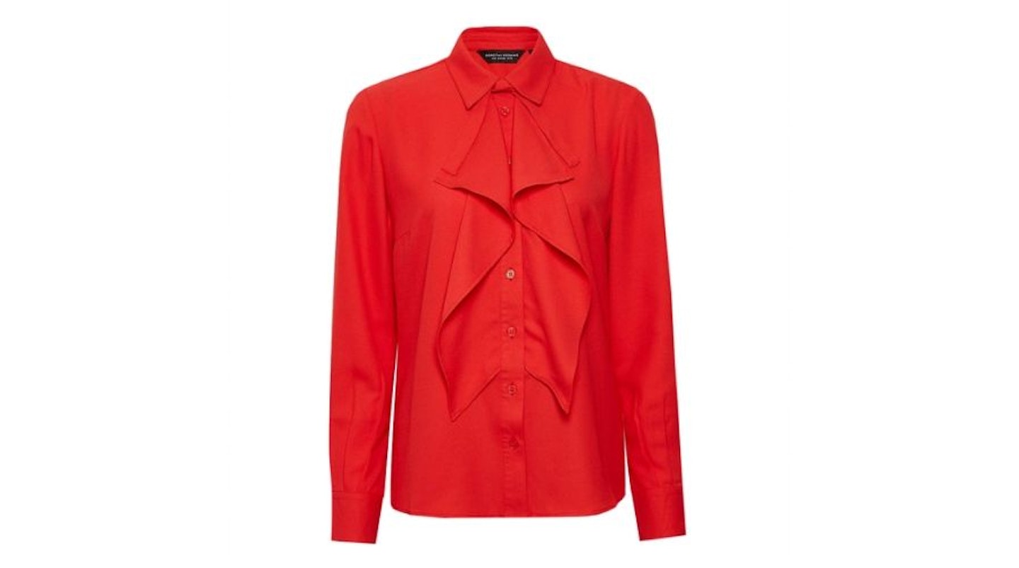 Red Ruffle Front Shirt