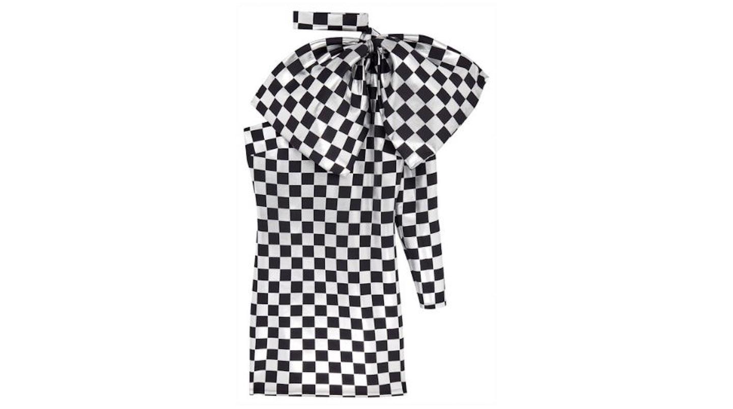 ASOS DESIGN x Christian Cowan checkerboard bow mini dress