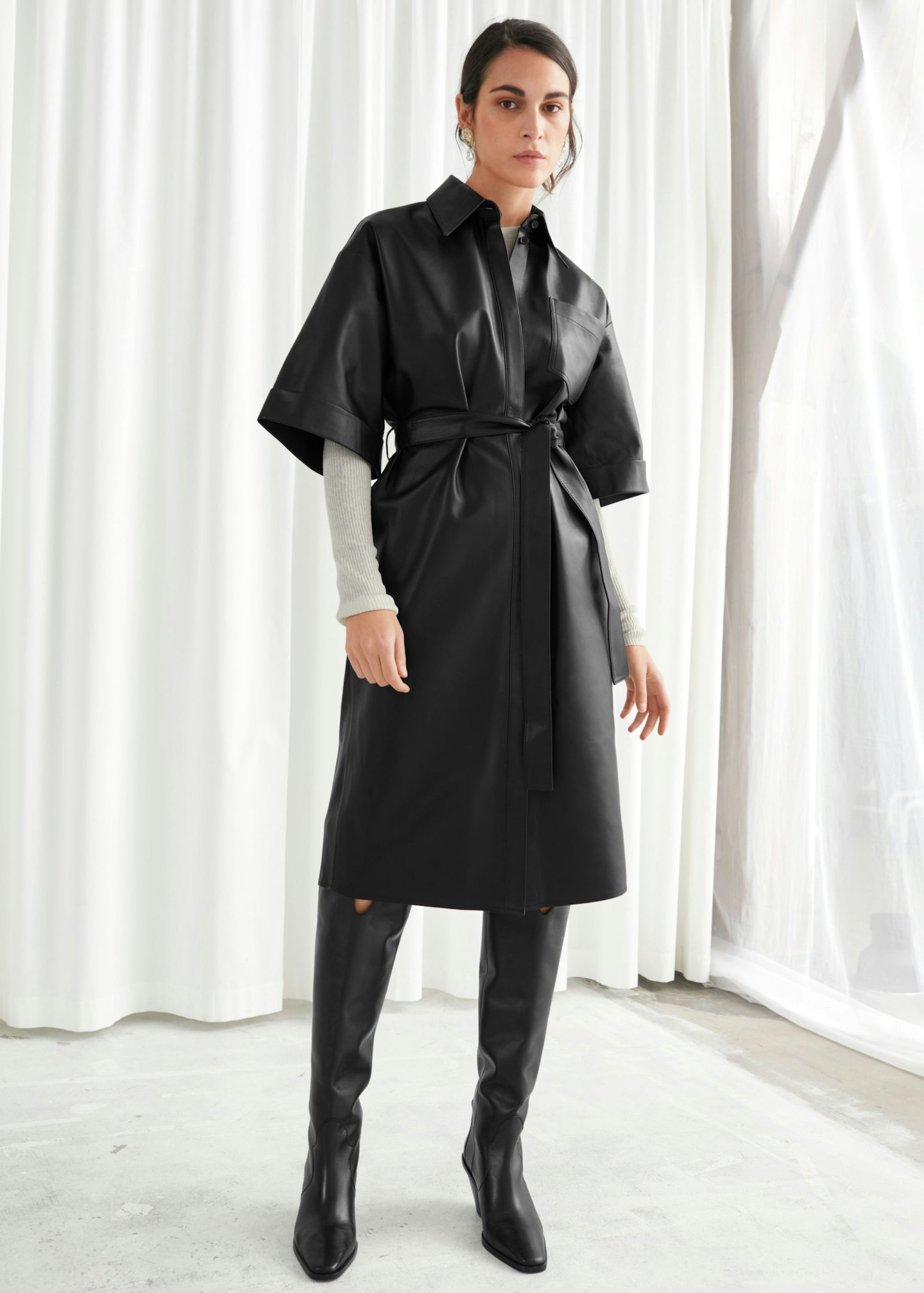 & Other Stories, Oversized Leather Shirt Dress, £299