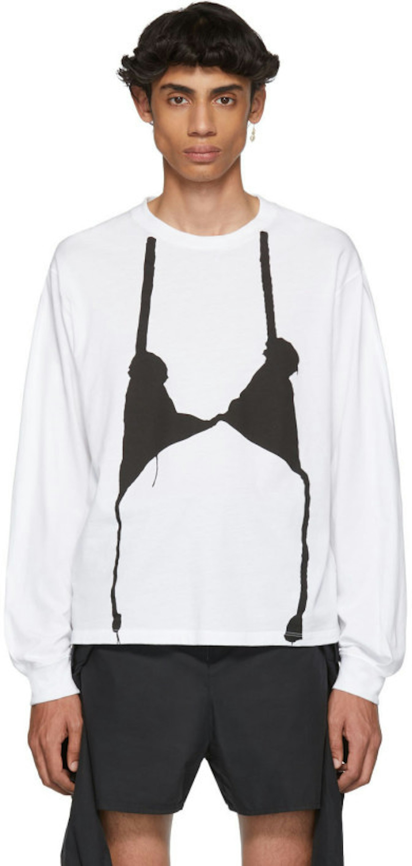 Random Identities at SSENSE, White & Black Knit Bra Long Sleeve T-Shirt, £100