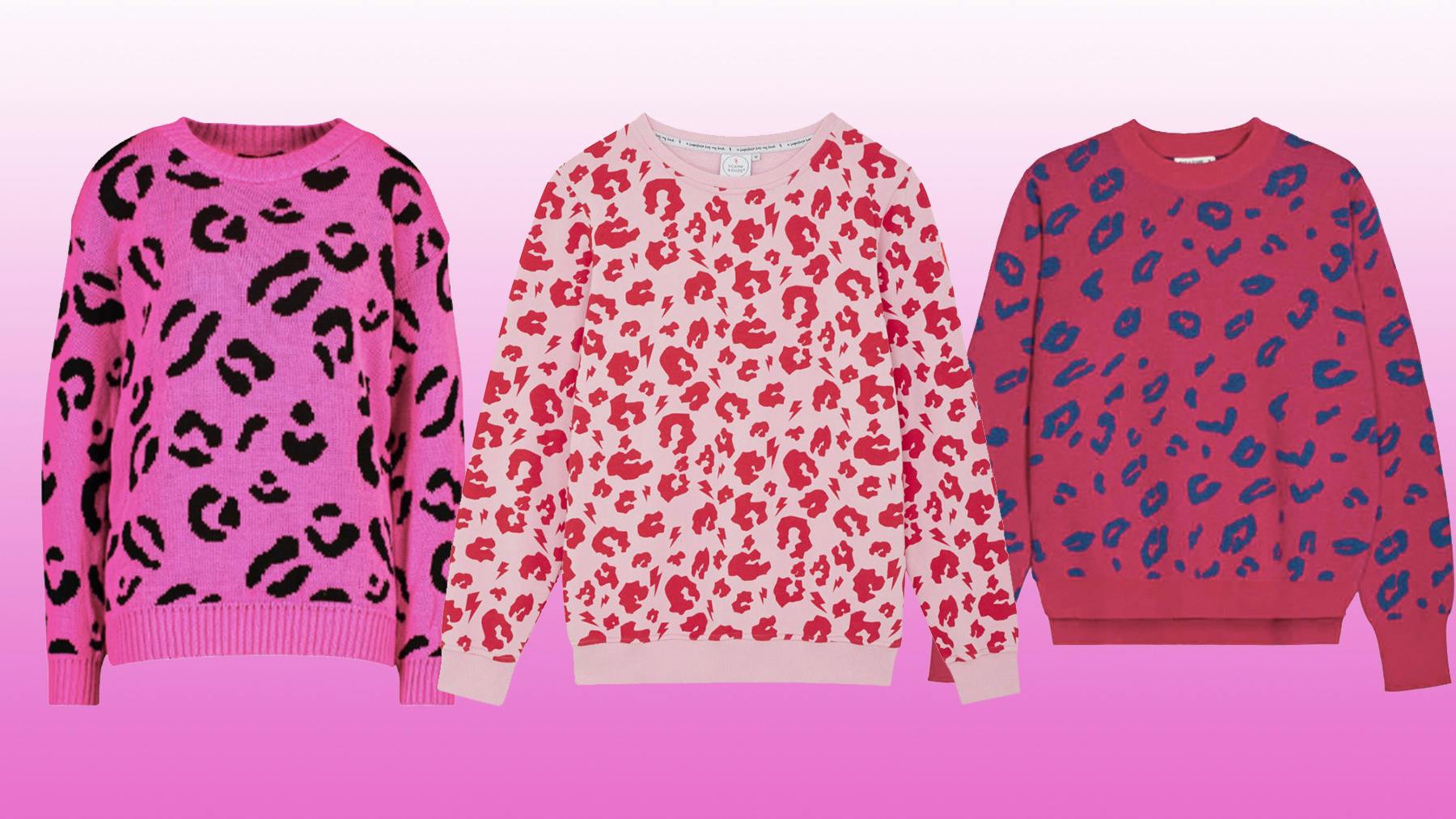 Pink and red leopard hotsell print jumper