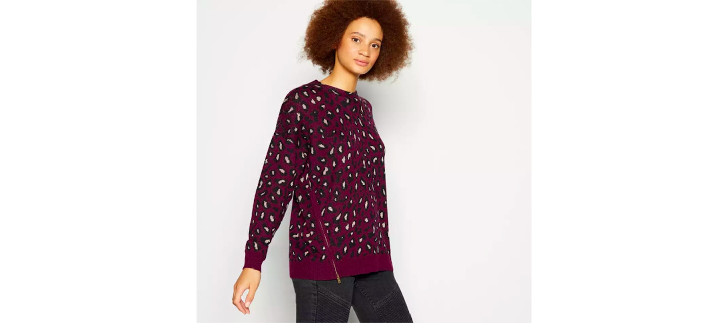 Nine by Savannah Miller - Plum Leopard Print Zip Jumper, £19.50