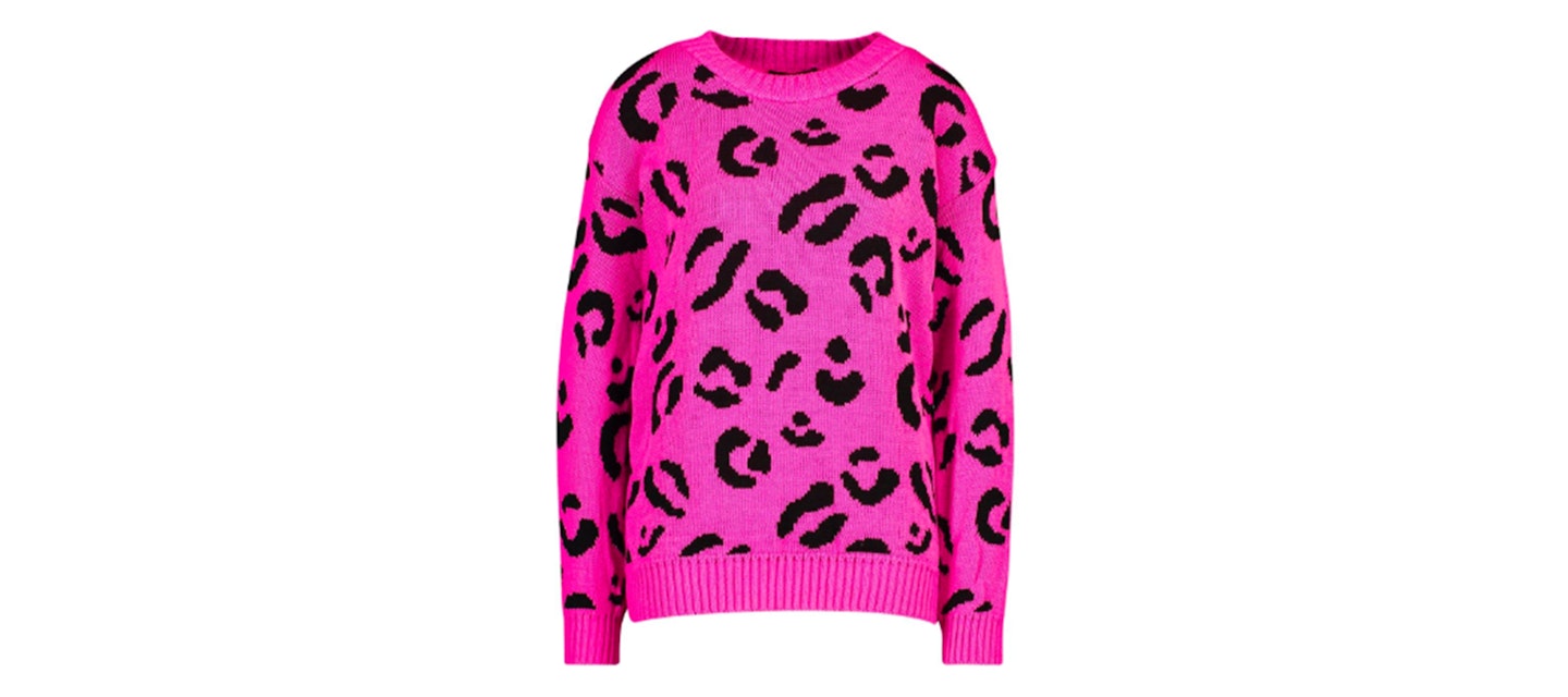 Boohoo.com Leopard Knitted Jumper, 18