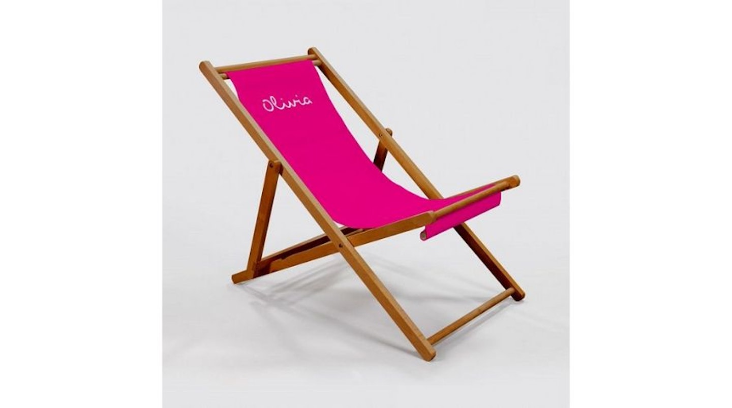 Personalised Deck Chair - White on Pink