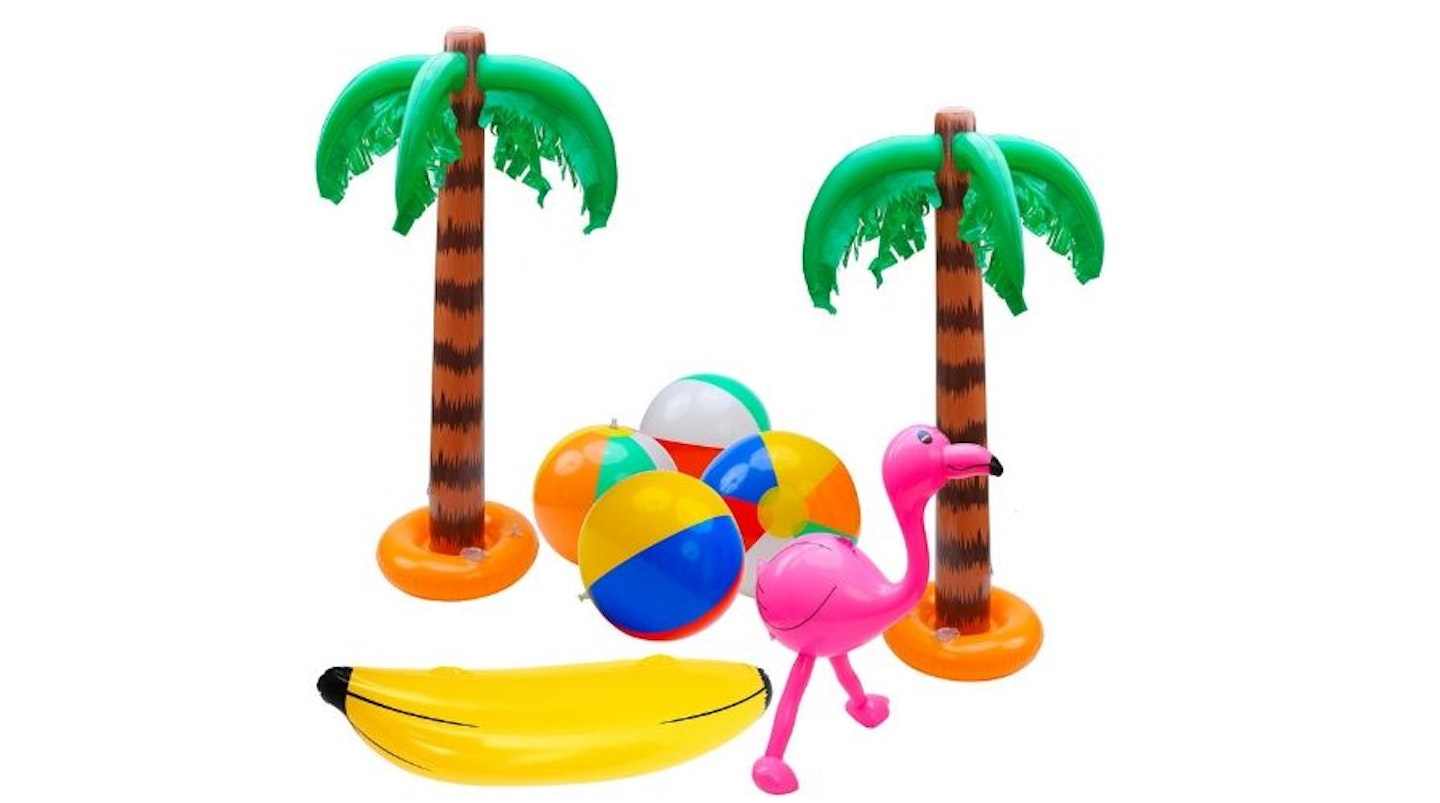 Elcoho 8 Pack Inflatable Palm Trees Flamingos Toys