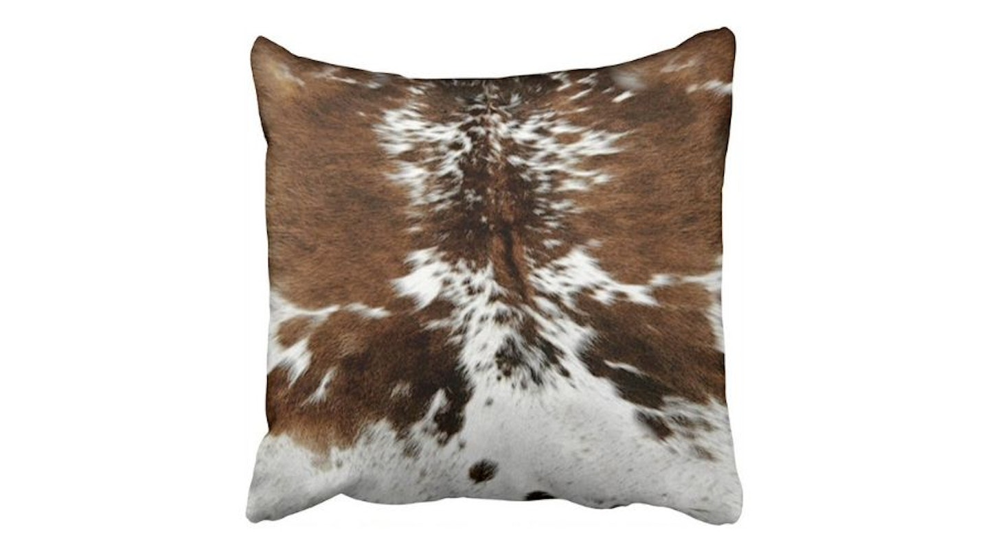 townssilk Decorative Faux Fur Cow Printed Throw Pillow Case