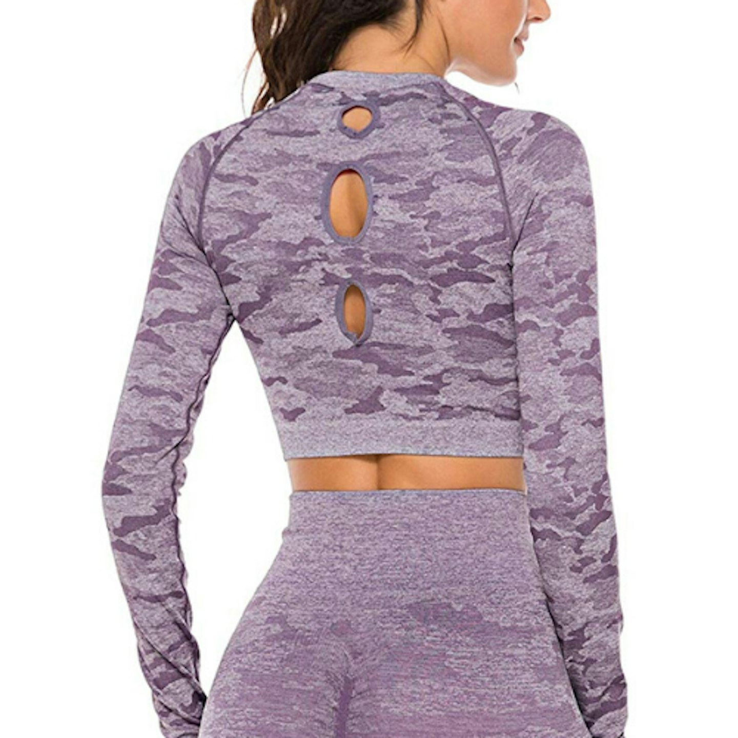 RIOJOY Women Camo Seamless Yoga Gym Crop Top