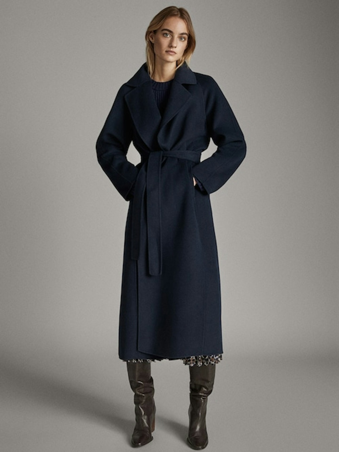 Massimo Dutti, Navy Wool Coat, £269