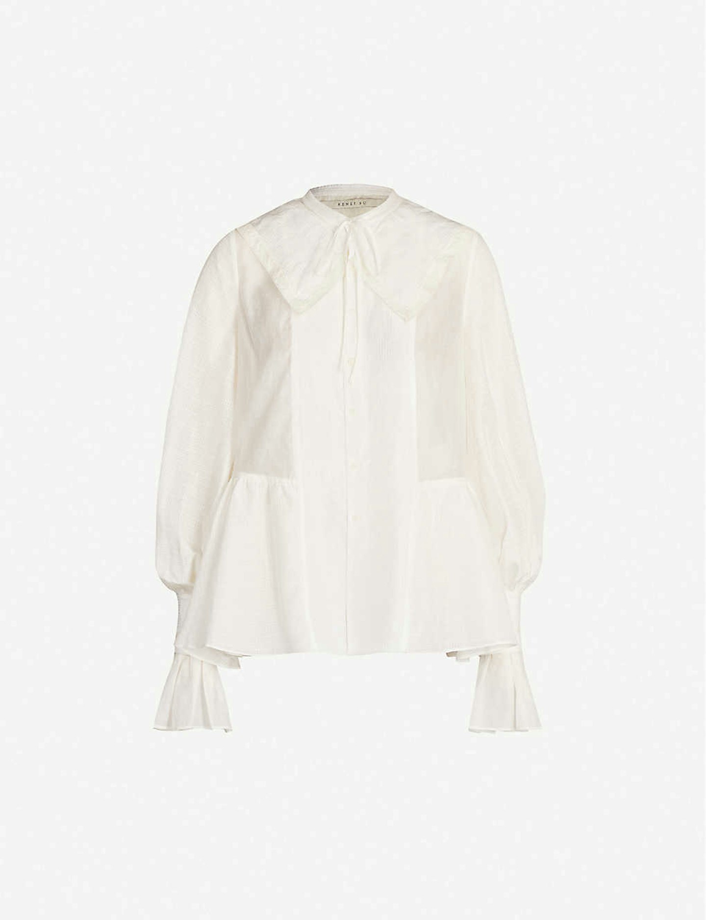 Renli Su, Oversized Collar Silk And Linen-Blend Blouse, £475
