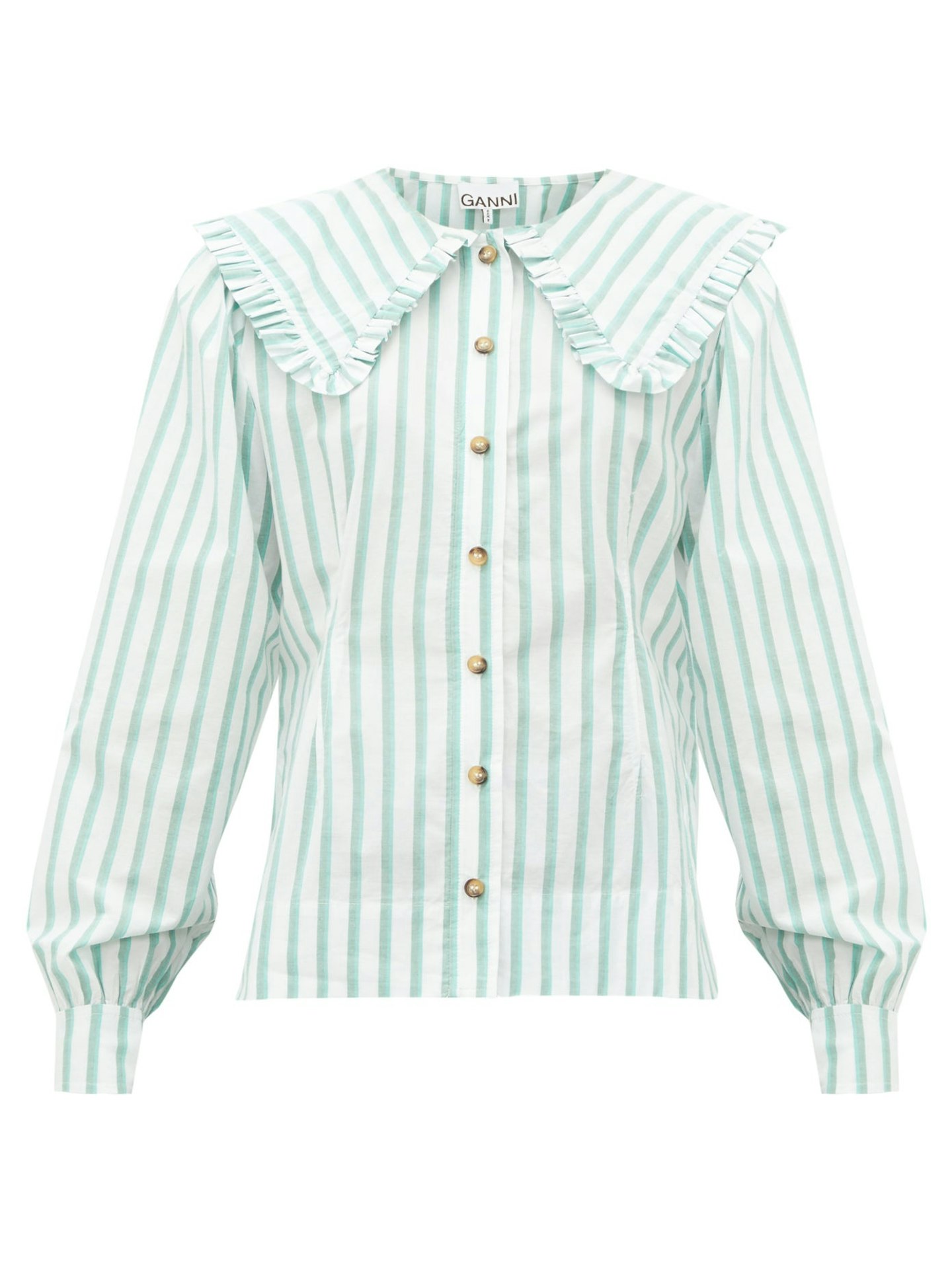 Ganni, Striped Shirt With Oversized Collar, £150