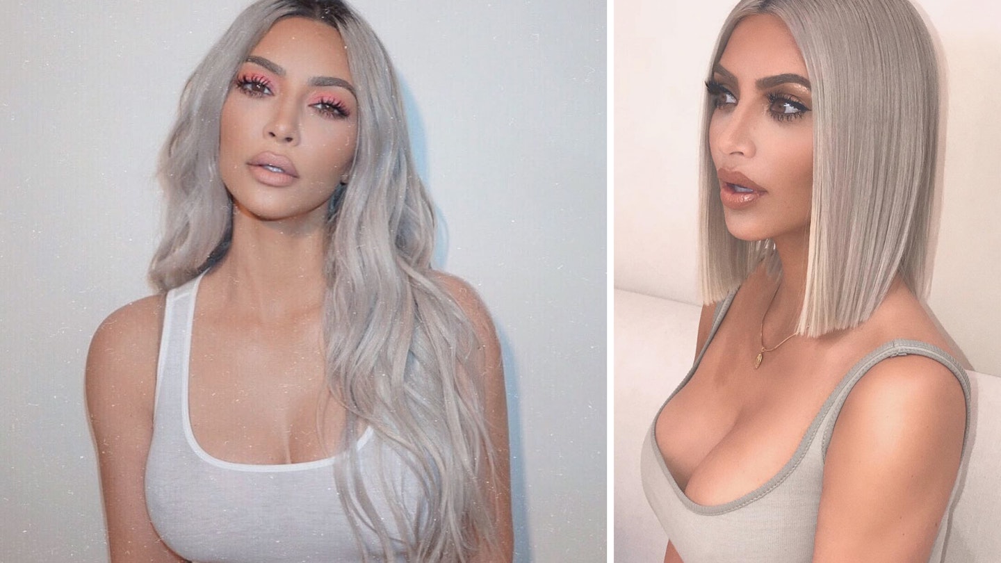 Kim Kardashian with icy blonde hair