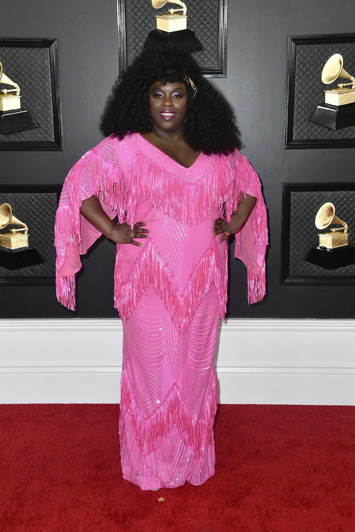 Yola wearing Christian Siriano