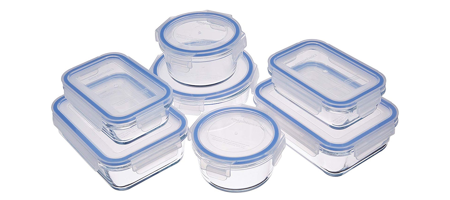 AmazonBasics Glass Locking Food Storage Containers 14 Pieces (7 Containers + 7 Lids)