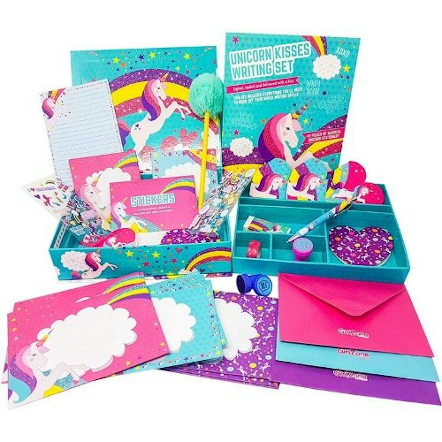 GirlZone: Unicorn Letter Writing Set for Girls, 45 Piece Stationery Set