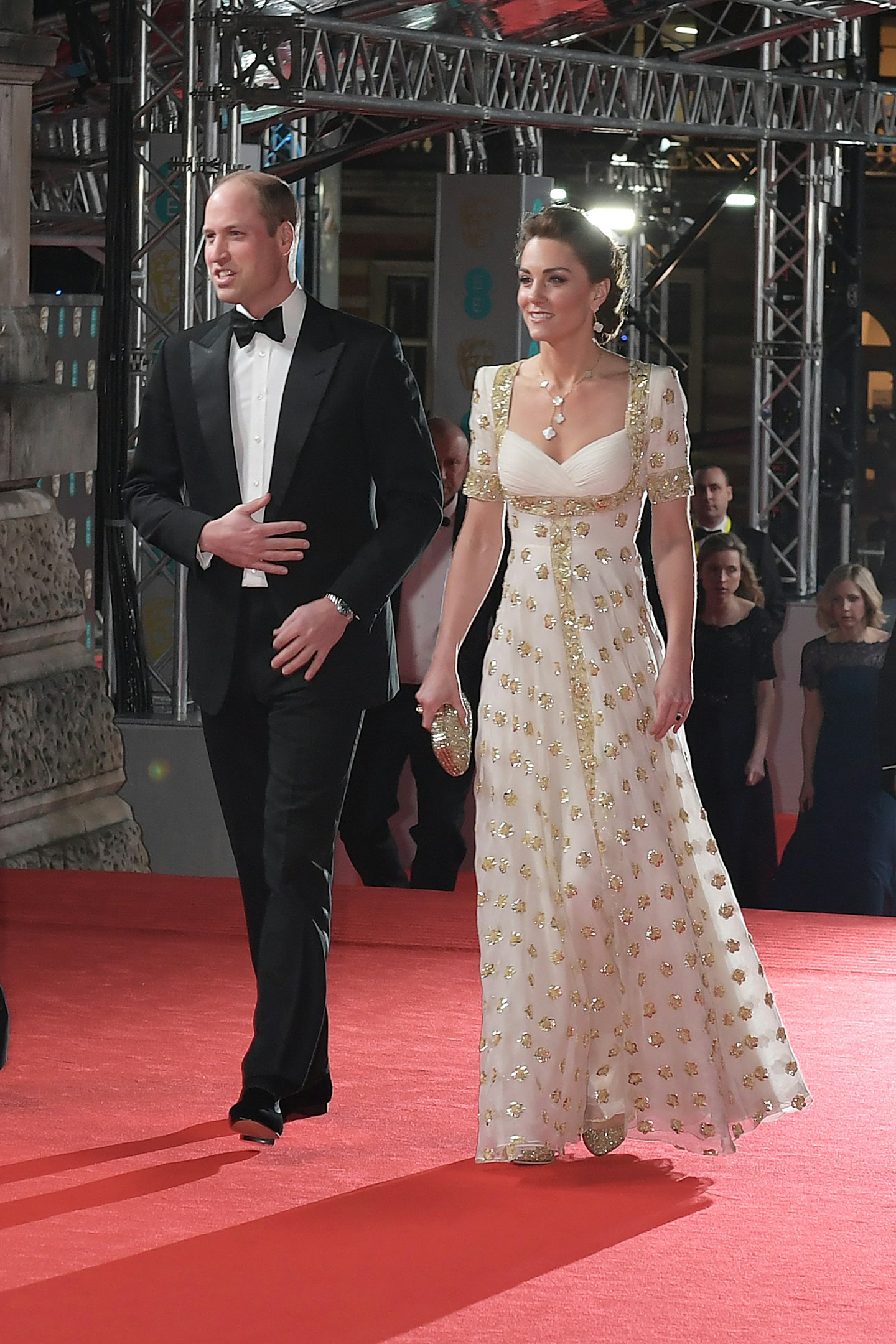 The Duchess of Cambridge wearing an Alexander McQueen gown that she last wore in September 2012 as part of the Diamond Jubilee tour in Malaysia