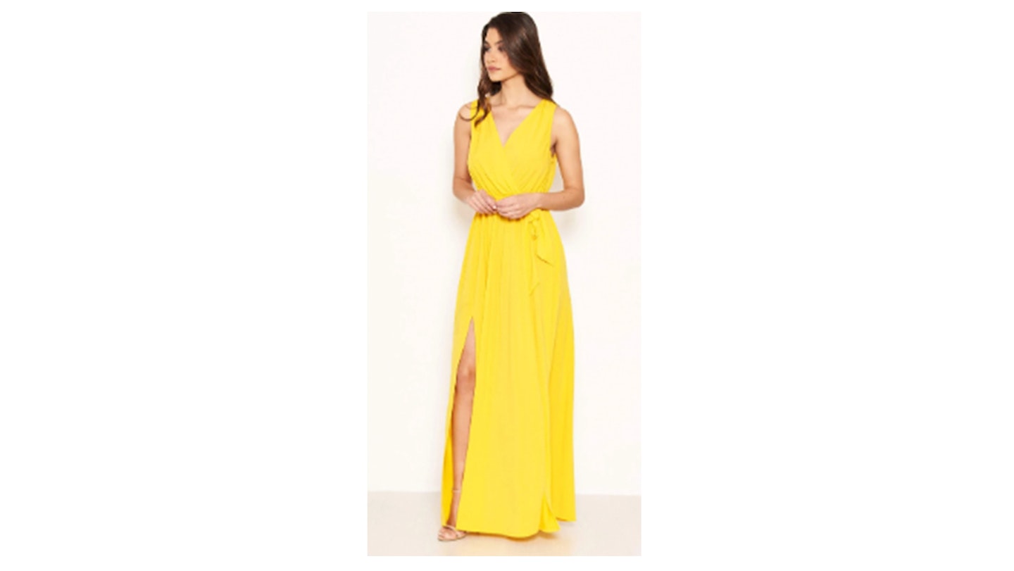 Yellow Wrap Front Maxi Dress