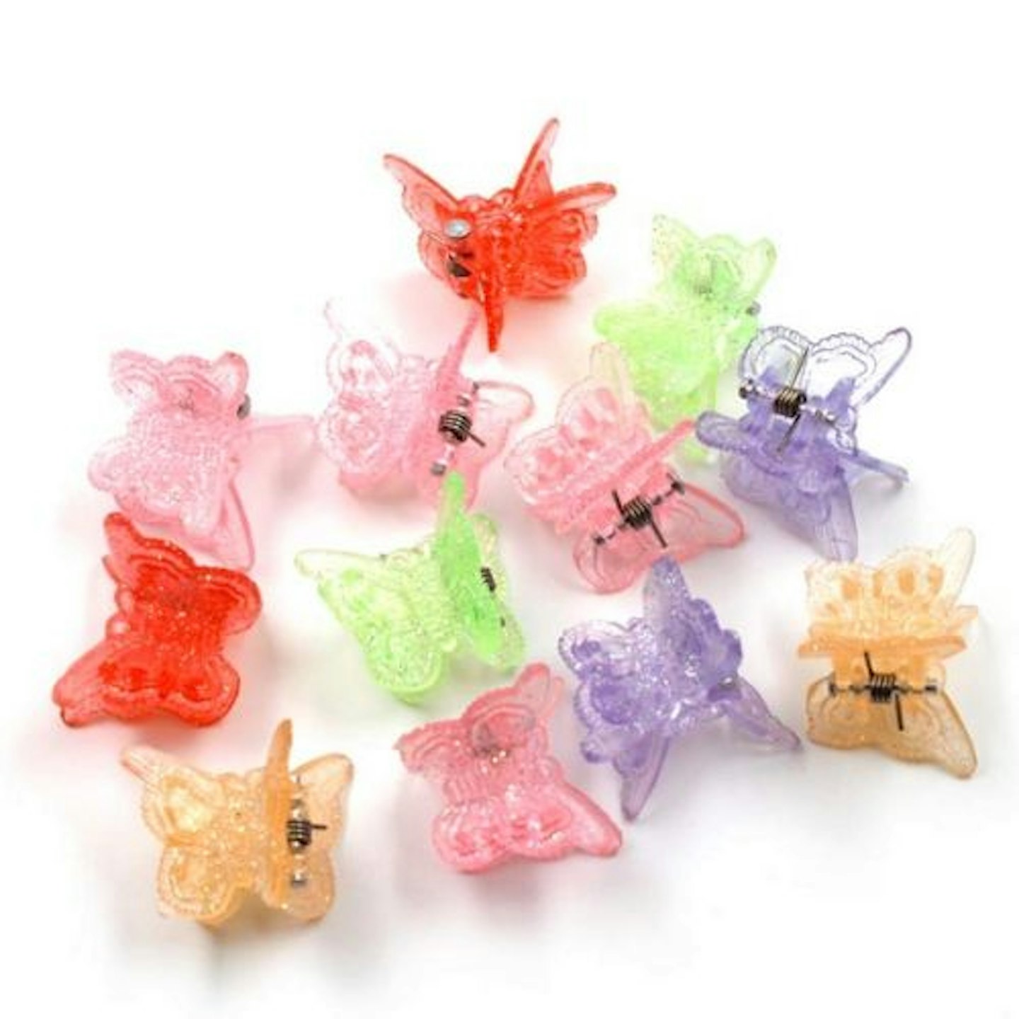 Pack of 24 Mini Glitter Butterfly Hair Clips