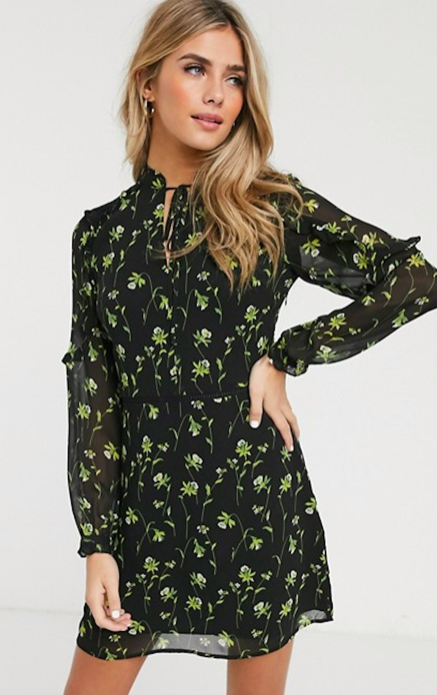 laura whitmore floral cut out chest dress