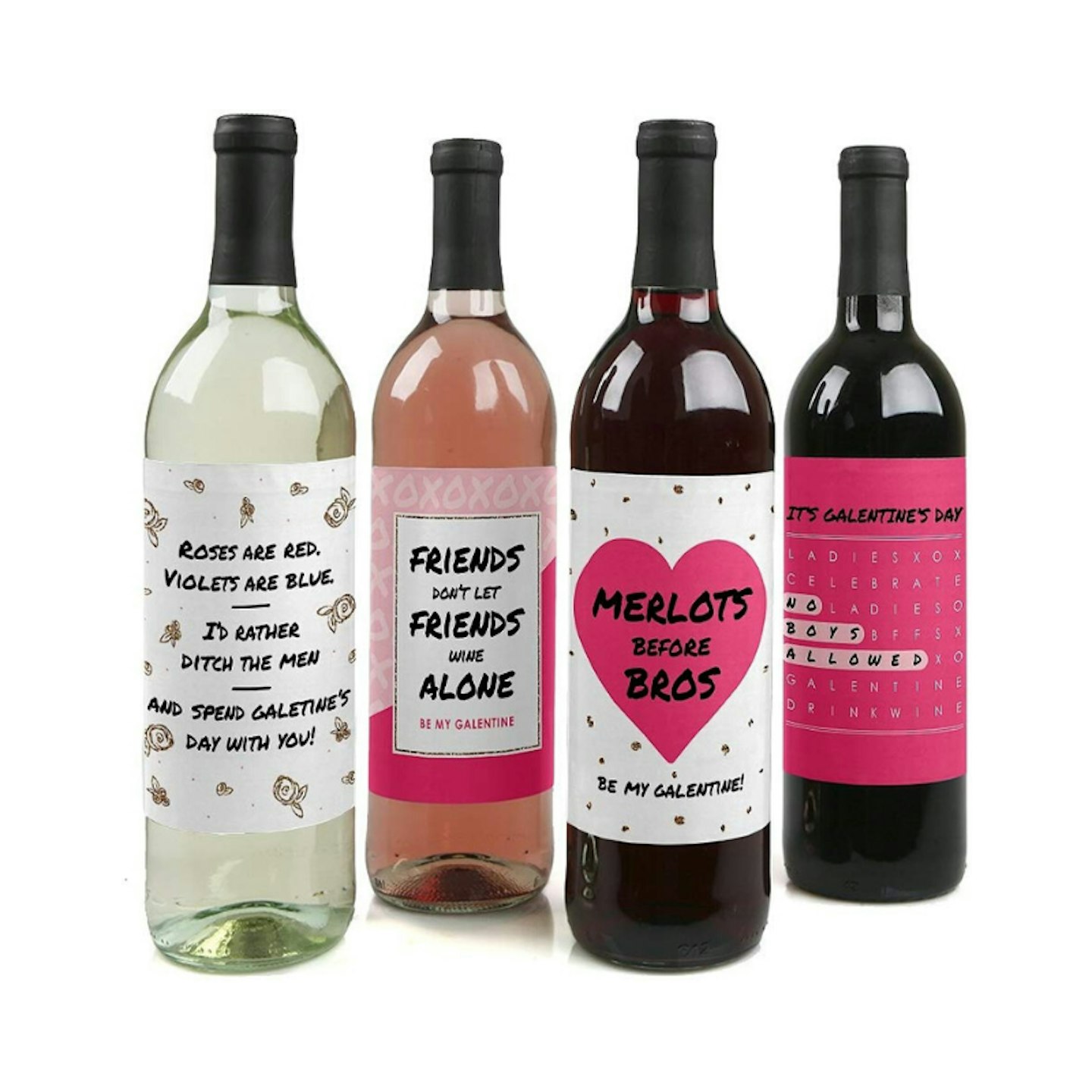 Be My Galentine - Valentine's Day Wine Bottle Labels - Set of 4