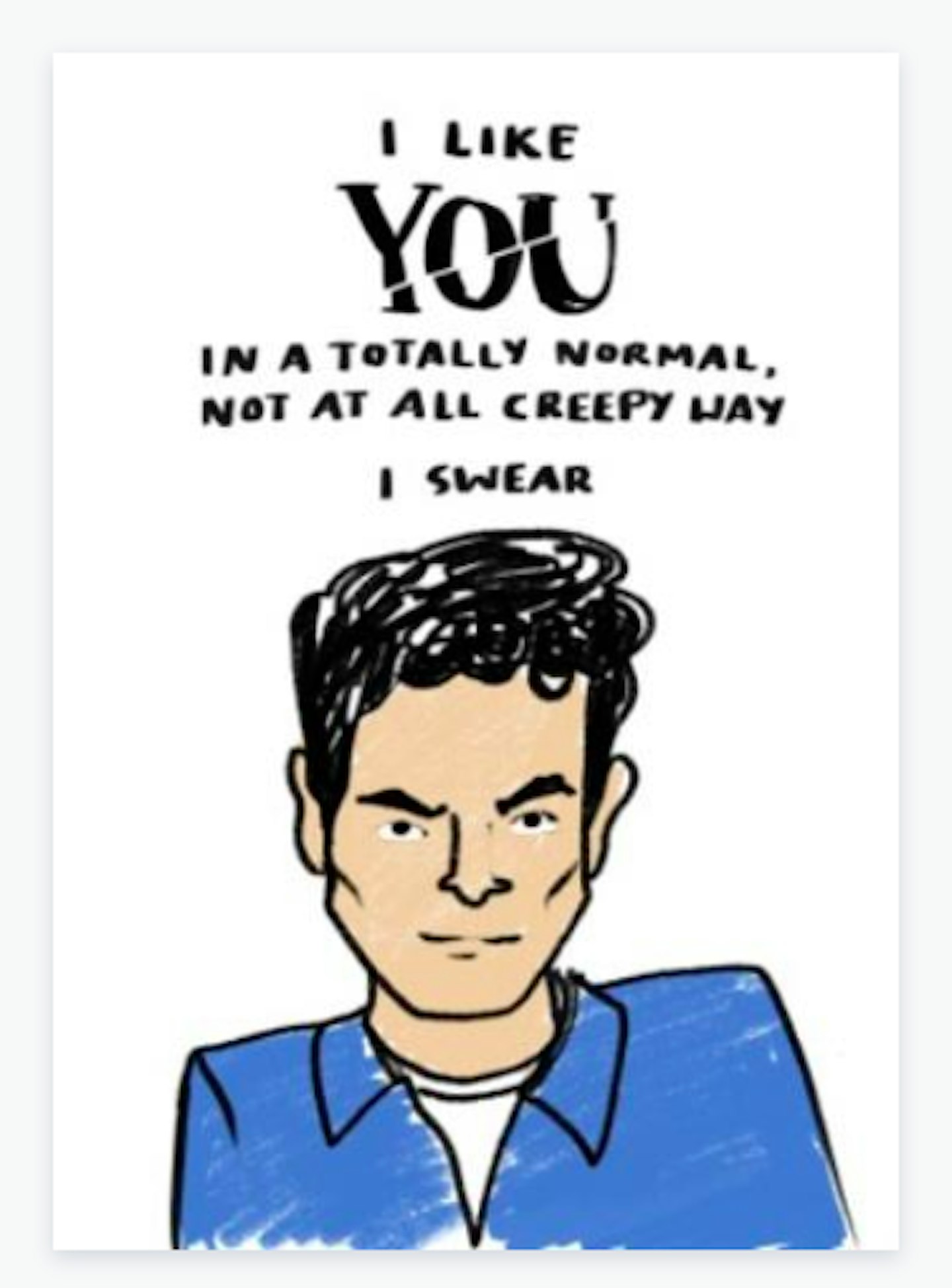 funny you themed valentines day card