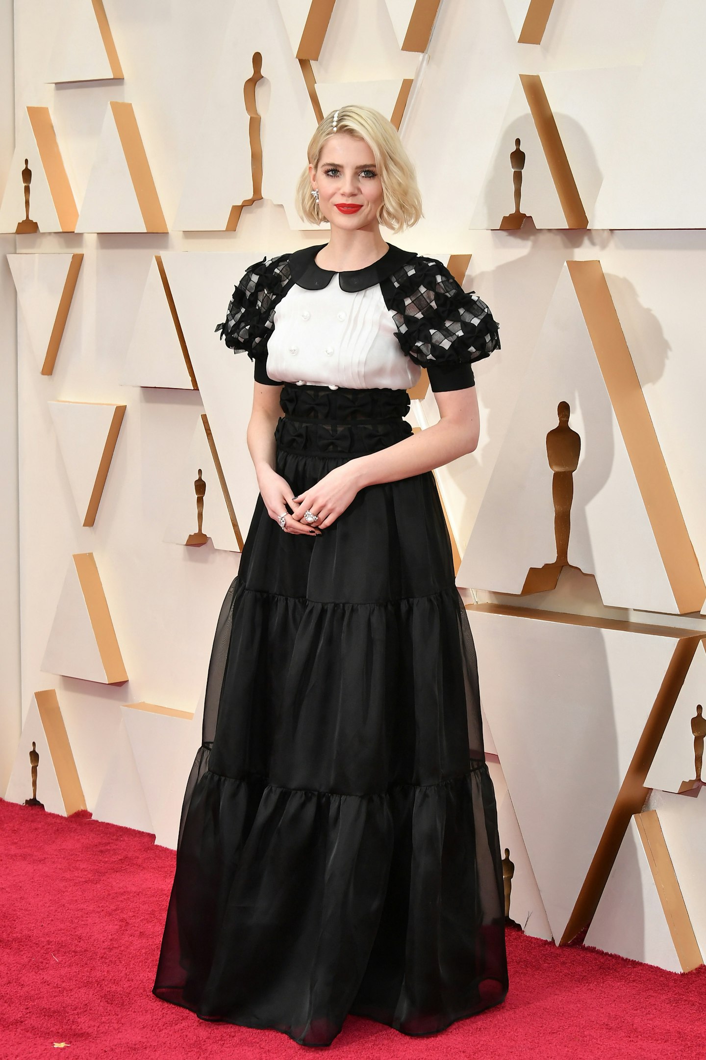 Lucy Boynton wore a Chanel dress from the SS20 collection