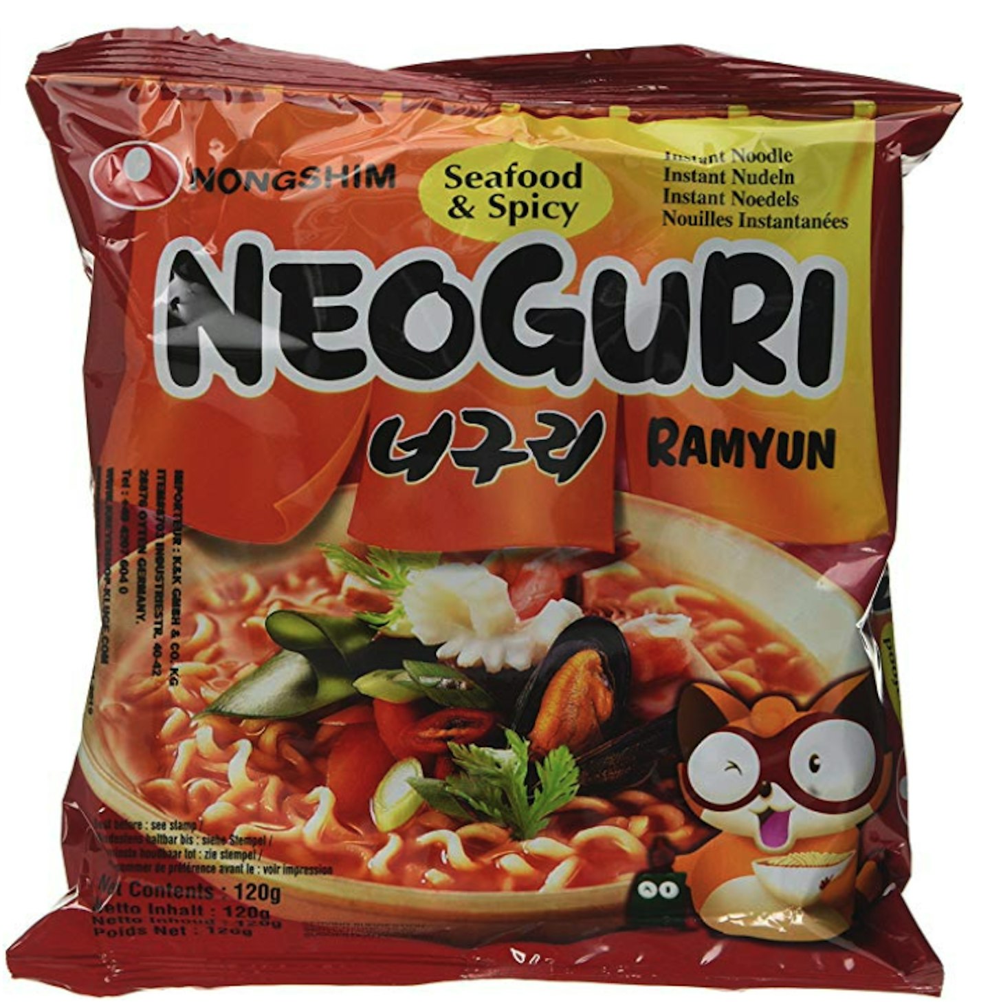 NongShim Neoguri Hot Instant Noodles, 120 g, Pack of 20