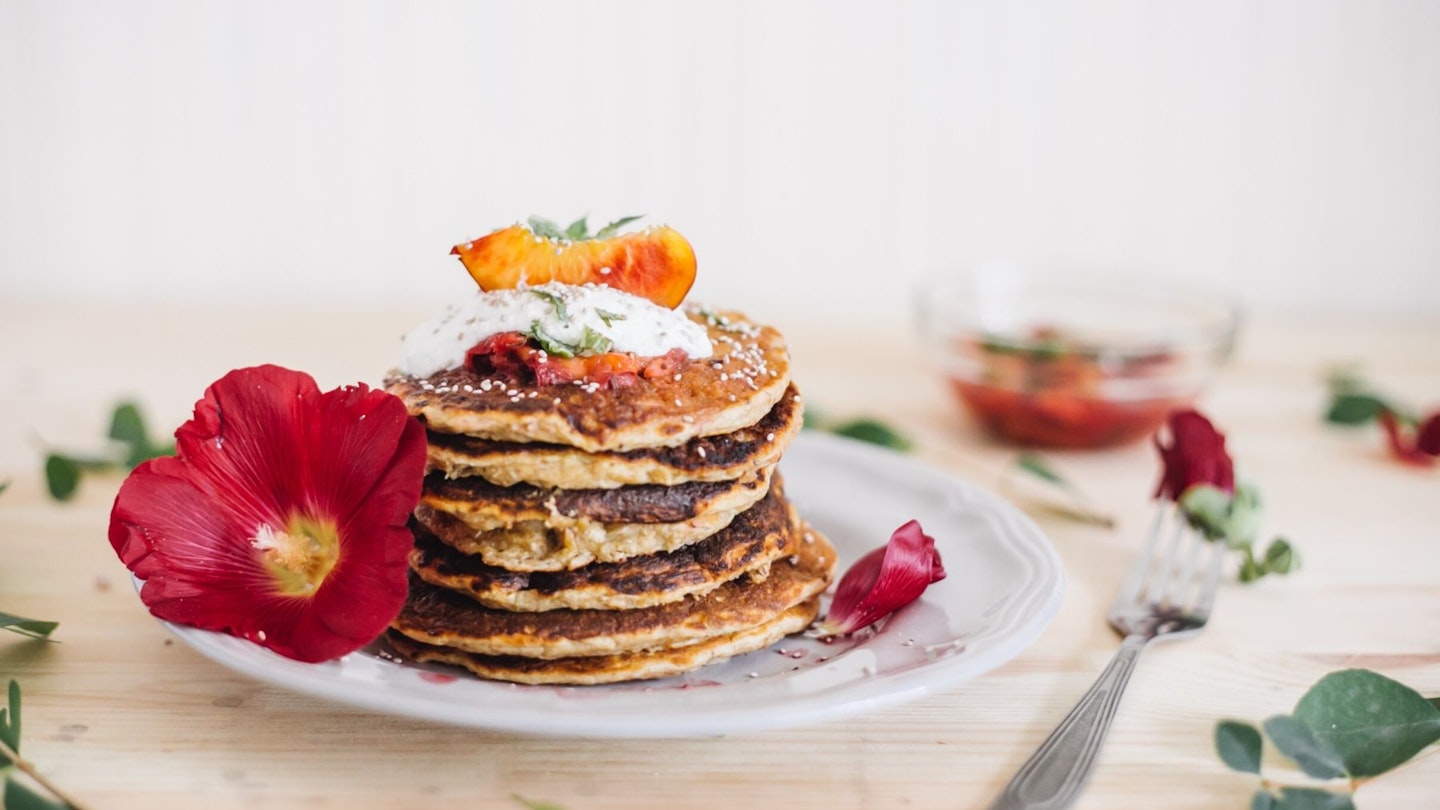 Pancakes with flower decorations