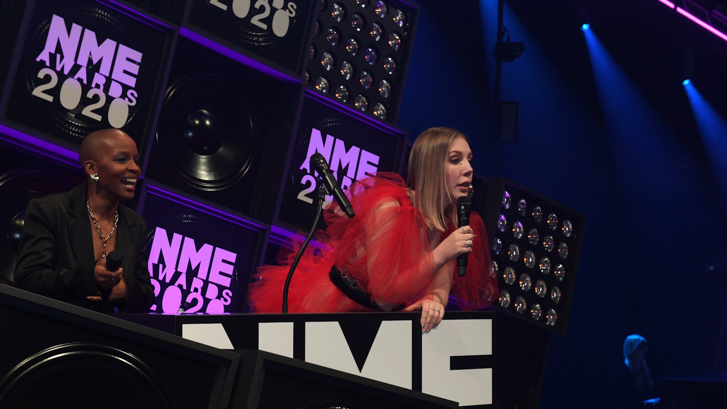 Katherine Ryan and co-host Julie Adenuga at the NME awards 2020