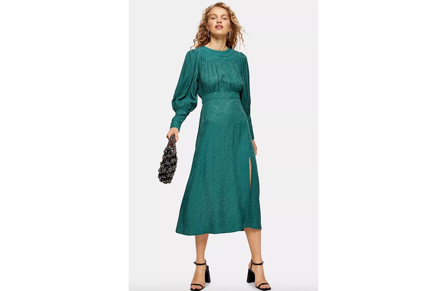 Green Jacquard Midi Dress