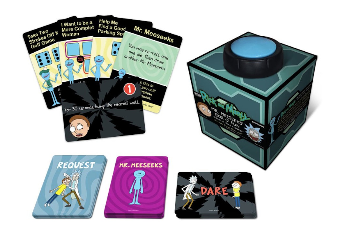 The Rick and Morty Mr. Meeseeks' Box O' Fun Dice Dares Game