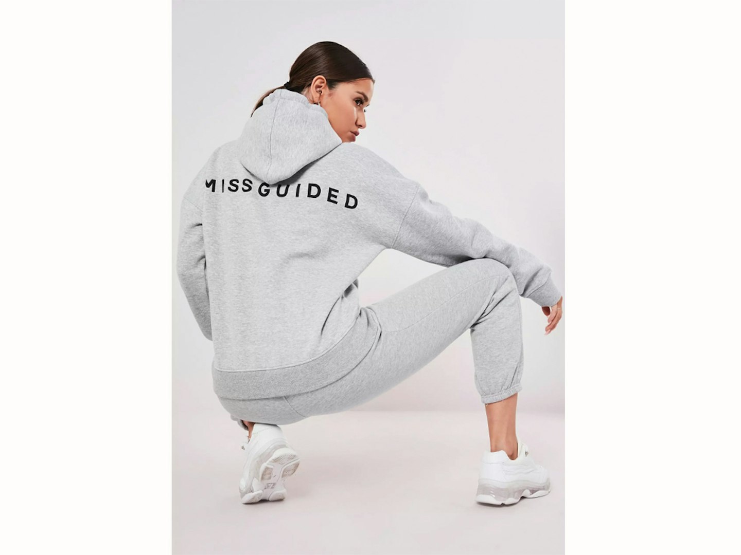 grey missguided print back hoodie