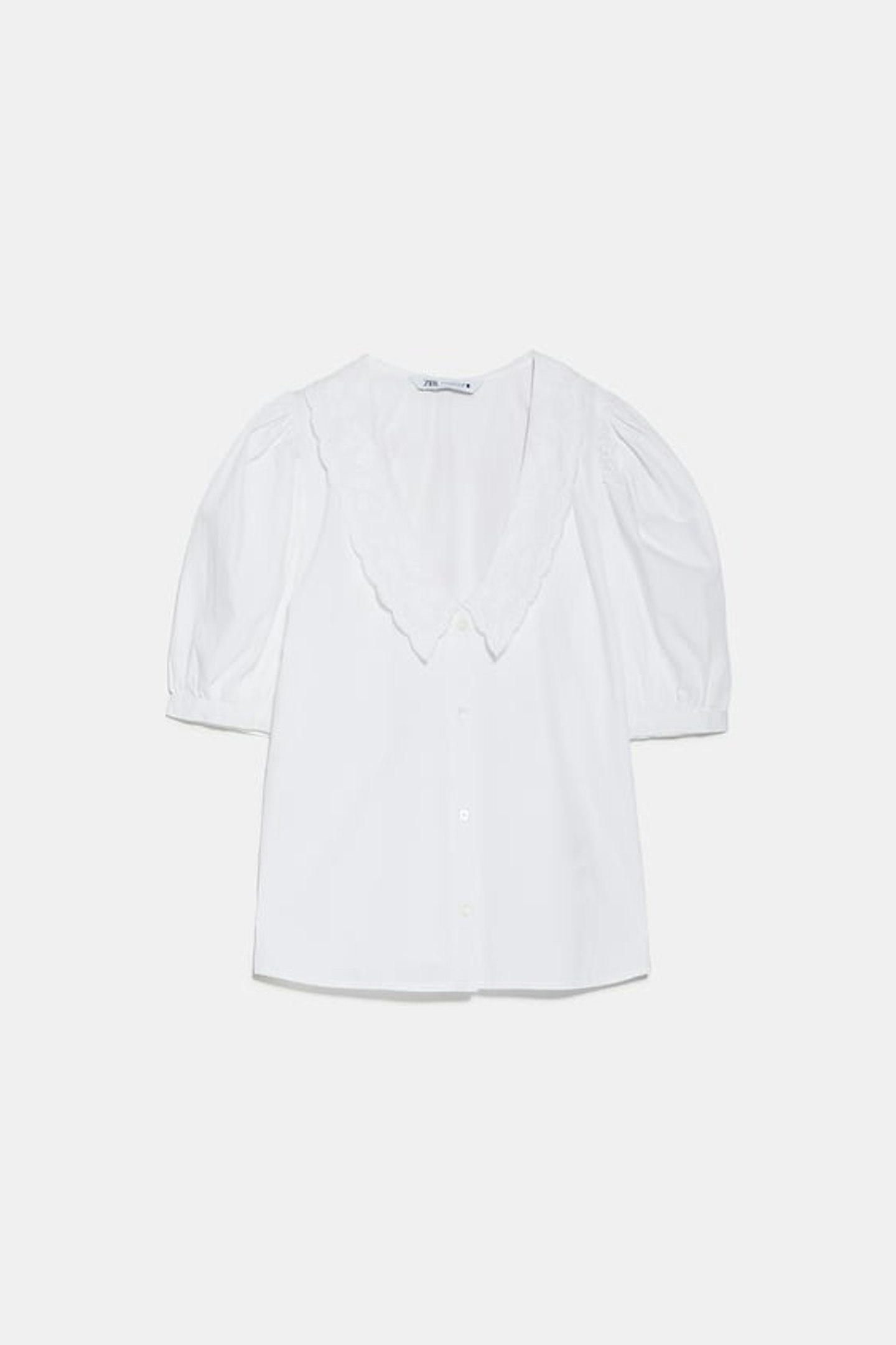 Zara, Poplin Blouse with Embroidered Collar, £19.99