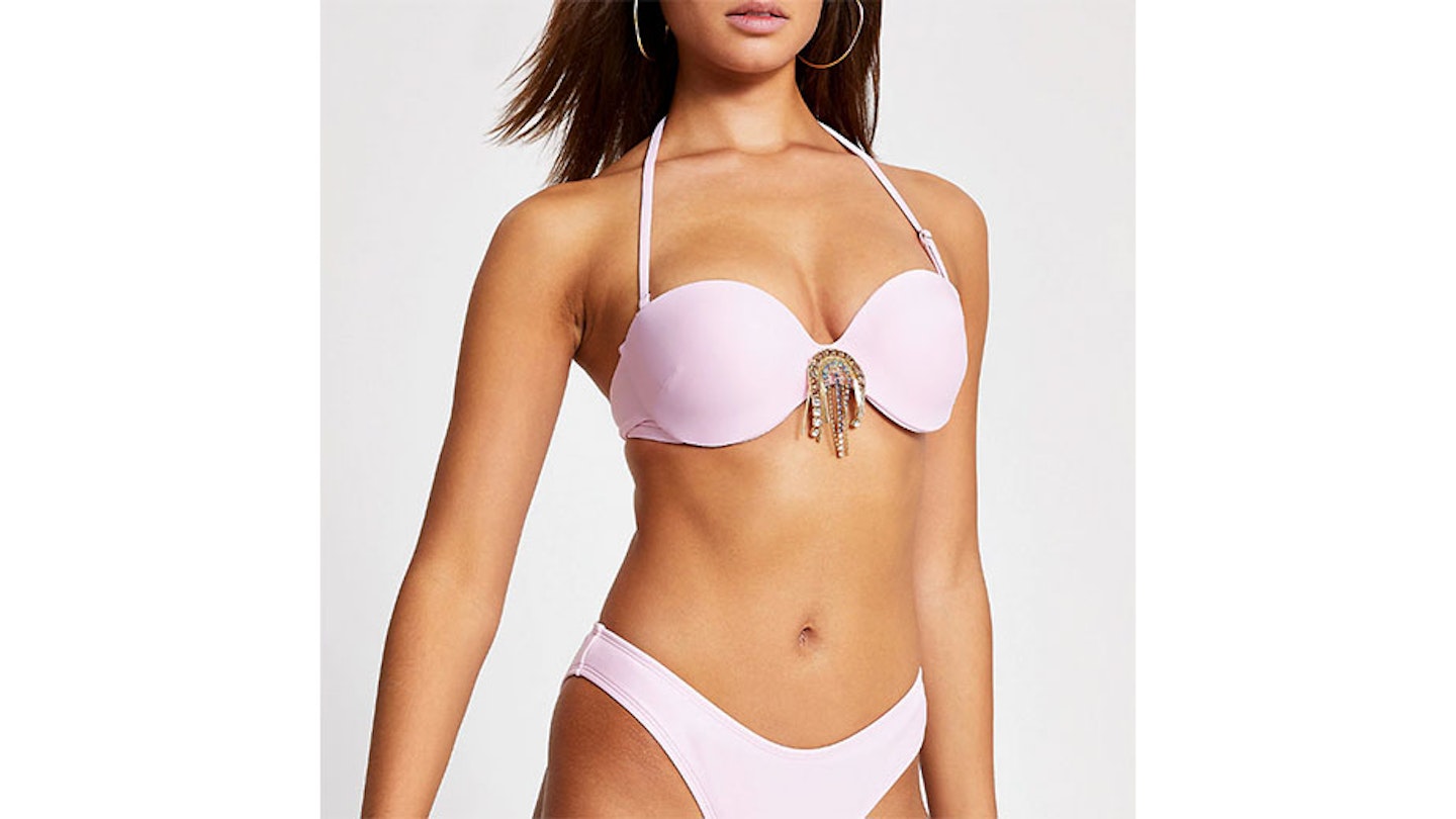 Pink Embellished Balconette Bikini Top
