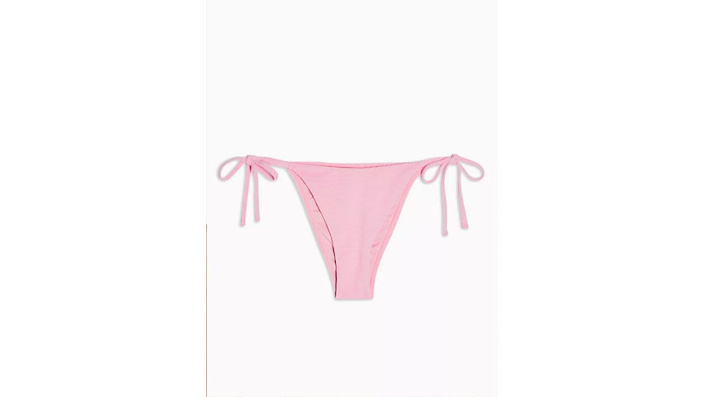 Pink Crinkle High Tie Bikini Bottoms