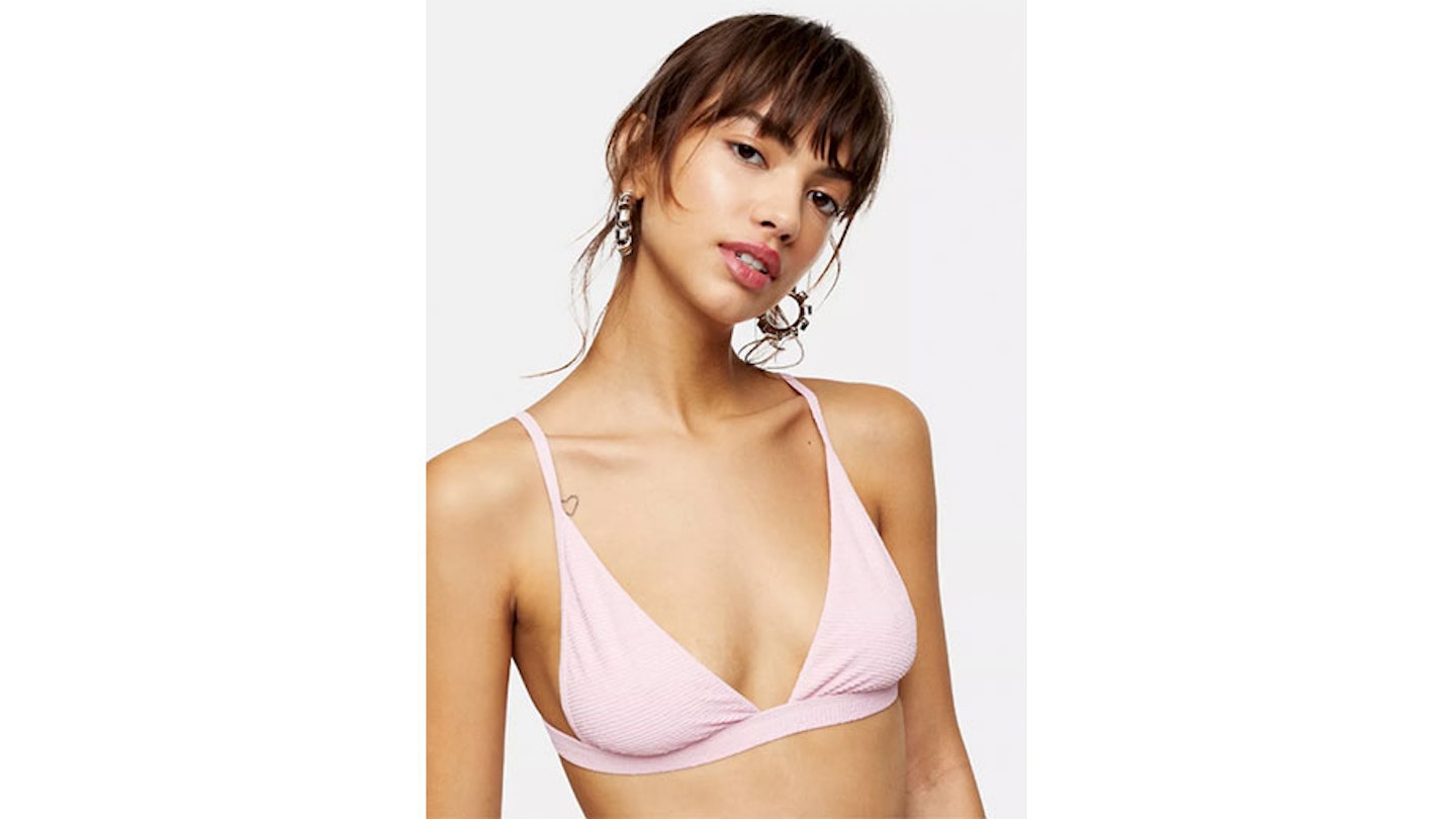 Pink High Apex Crinkle Triangle Bikini
