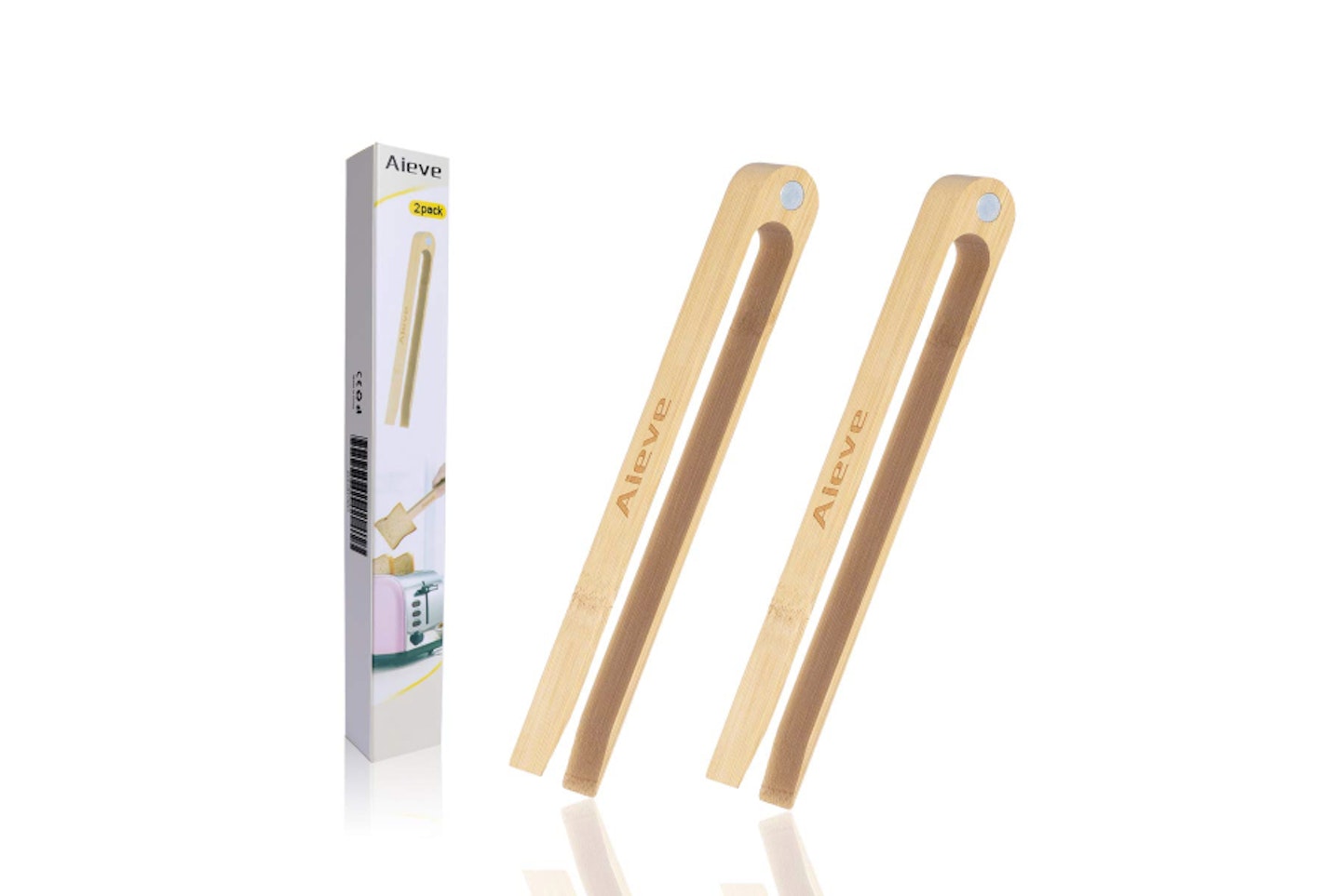 AIEVE 2 Pack Toaster Bamboo Tongs
